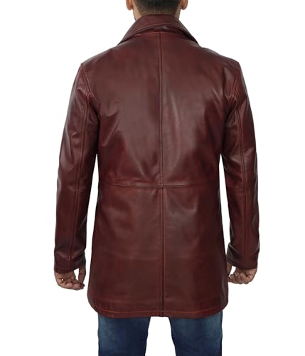 Image of fjackets Men's Leather Coat - Real Lambskin 3 /4 Length Long Jacket | Carcoat Style Outerwear