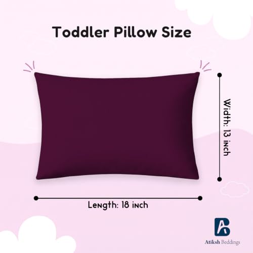 Image of Atiksh Beddings 13x18 Inch Zipper Closure Toddler Travel Pillow Cases Pack of 2 - 100% Soft Egyptian Cotton, 600 Thread Count, Small Travel Pillowcase Covers for Kids & Baby Pillow Wine