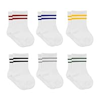 bistyle Baumwolle 6 Paar Baby Socken für Neugeborene Säugling 0-3 Monate bis 2-3 Jahre | Duftend Baby Socken | Jungen Mädchen Kleinkind Socken (as3, age, 12_months, 24_months, Weiß (Gestreift))