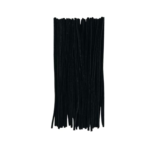 Pack of 50 Black Coloured Pipe Cleaners 30cm x 6mm Craft Chenille Stems - Ideal for Kids Art DIY Decorations & School Projects School Art and Craft Supplies