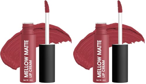 Image of Colors Queen Mellow Matte Lip Cream, Long Wear Liquid Matte Lipstick, Velvety Soft Finish, Weightless Formula, Long Lasting Lipstick for Women (04 - No Doubts) (Pack of 2)