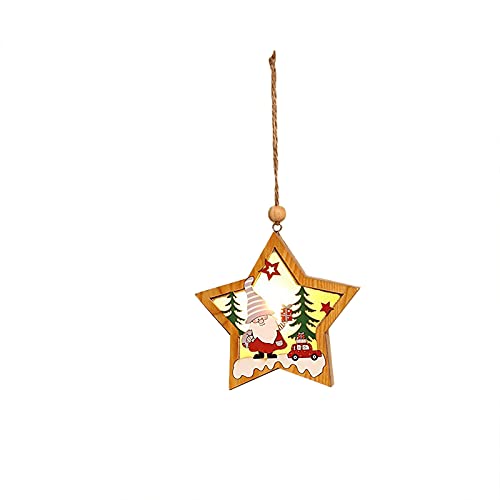 QBQCBB Santa Claus Wooden Luminous Pendant Christmas Tree Party Ornaments Five-Pointed Star Hang Pendant (White hat) QBQCBB Santa Claus Wooden Luminous Pendant Christmas Tree Party Ornaments Five-Pointed Star Hang Pendant (White hat)