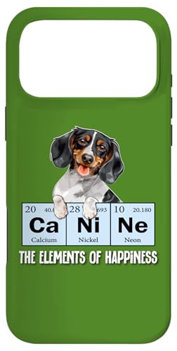 Funny Elements of Happiness Piebald Dachshund Lover Coque pour iPhone 17 Pro Max