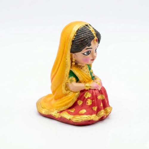 Image of Cute Little Radha Ji Idol for Home Decor - Small Radha Rani Statue for Car Dashboard, Office Desk & Mandir Puja, Miniature Blessing Radharani Figurine (Multicolor)