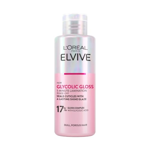 LOréal Paris Rinse-Off Treatment For Dull Hair Elvive Glycolic Gloss 5 Minute Lamination With 17% Gloss Complex Fills Hair Fibres For Instant Silkiness And Long-Lasting Smooth Shine For Days 200ml