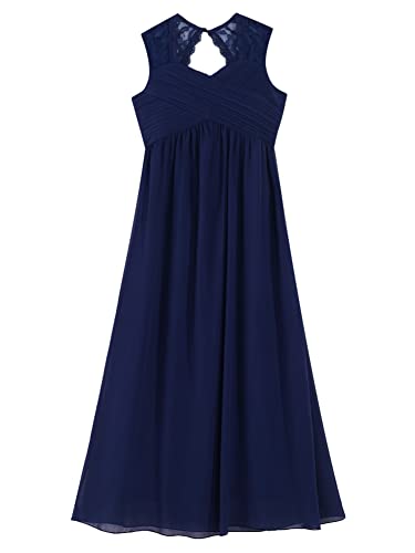 CHICTRY Youth Big Girls Junior Chiffon Lace Wedding Party Bridesmaid Ball Gown Maxi Long Flower Dress3