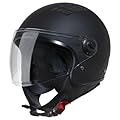 VINZ Como Casco Jet con Visiera ECE 22.06 Certificato | Per scooter, moto e Vespa | Uomo E Donna | nelle taglie dalla XS-XL| Disponibile in quattro colori - Nero opaco