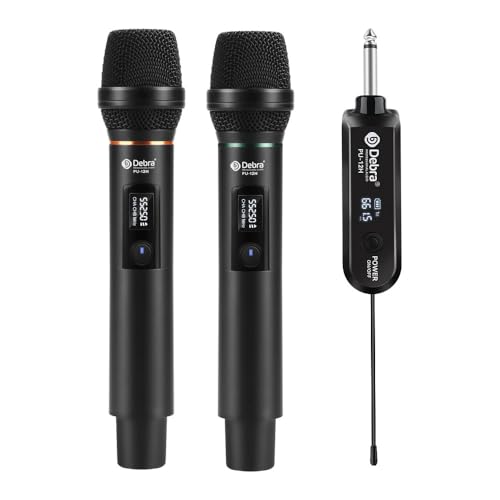 D Debra Wireless Microphone UHF Cordless Handheld Dynamic with Rechargeable Receiver and...
