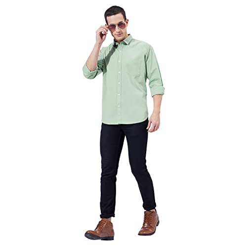 Image of Ben Martin Men's Cotton Regular Collar Shirt with Chest Pocket || Classic Collar, Slim Fit, Casual & Formal Wear || Soft & Breathable Fabric || Full Sleeve Shirt for Men