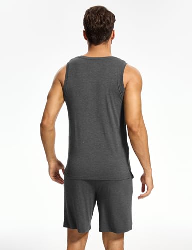 GYS Bamboo Viscose Men's Pajama Sets Tank Tops with Shorts 2 Pieces Men Loungewear Sets2