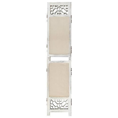 Paravent stable et peu encombrant 4 panneaux crème en tissu lavable - 2