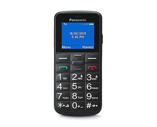 Panasonic KX-TU110EXB, 2G, unlocked, Seniorenhandy ohne Vertrag (Dual-SIM, Taschenlampenfunktion, große Tasten, Hörgerätekompatibel, SOS-Funktion), Schwarz