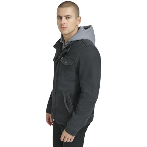 Image of Levi's Men's Washed Cotton Hooded Military Jacket (Regular & Big & Tall Sizes)