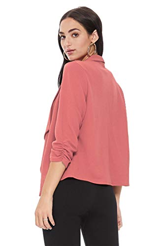 Women's Solid Casual Draped Open Front 3/4 Sleeve Outerwear Blazer Jacket/Made in USA4