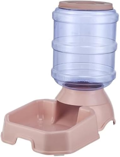 ペット自動給水器 給水器 ウォーターディスペンサー ペット用品 自動給水機 お留守番 ウォーターボトル 犬 猫用 大容量 (ピンク,給餌器)