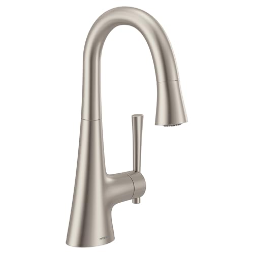 Kurv Collection One-Handle Pulldown Bar Faucet with Power Clean Featuring Reflex, Stainless - Moen 6126SRS