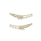 XHYRHTS JXHSWDG Personalidad Perla con Incrustaciones De Diamantes De Imitación Circón Curvo Pendientes De Doble Capa Clips para Las Orejas Joyería Exquisita para Mujer