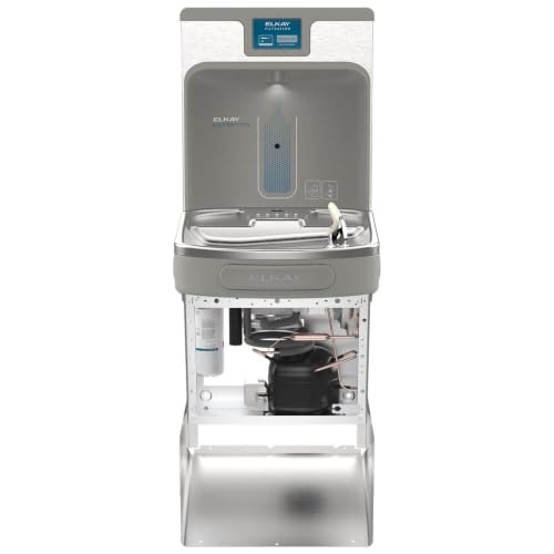 Image of Elkay EZH2O Series LZS8WSLP Bottle Filling Station and Cooler, 8 gph Cooler, Light Gray | Refrigerated, Light Gray Granite, High Capacity, Reduces Lead, Drop Down Wrapper