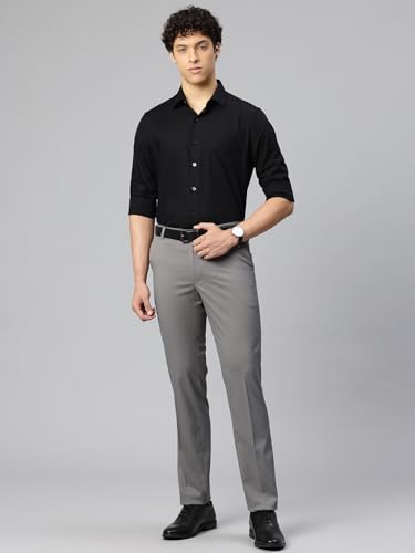 Image of Majestic Man Men's Slim Fit Solid Formal Trousers | Button and Zip | Side, Back Pockets | Italian Design | Office Wear /Executive Wear /Corporate Events /Business Meetings /Suit Pants