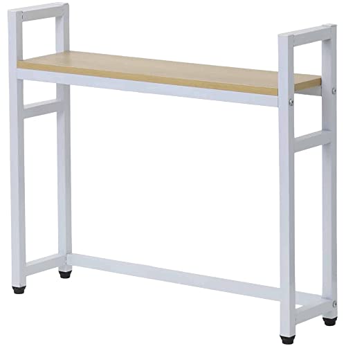 Bonarca デスク上収納ラック デスク上置き棚 机上ラック 1段 幅75cm ホワイト×ライトブラウン 机上台 木製 耐荷重各棚35kg モニター台 机上収納 書類棚