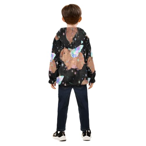 Magical Guinea Pig with Wings Toddler Fleece Jacket Girl Boys Hooded Fleece Jacket Coat Warm Outwear Zip-up 3-10T4