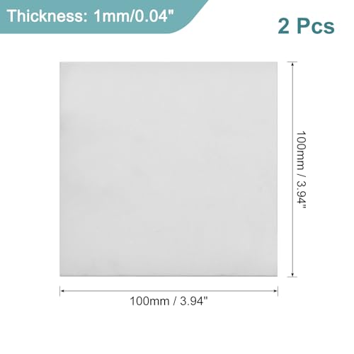 Image of uxcell 2Pcs GR2 Titanium Plate Sheet, 100x100x1mm Titanium Alloy Metal Sheet for Industrial Machinery Metalworking (4 inchx4 inchx0.04 inch)
