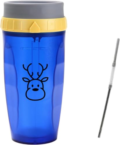 Neolid Twizz Mug de Voyage Non-Renversable - Tasse à Café Avec Ouverture Pivotante et Paille Double Silicone (Cerf Bleu)