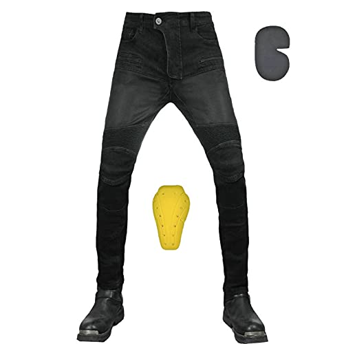 Pantalón De Motociclista Four Seasons Pantalones De Moto Transpirables De Verano con Acolchado Protector Extraíble Jeans De Ciclismo para Hombres Y Mujeres (XXS-4XL, 9 Tallas)