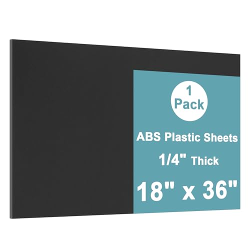 Image of Black ABS Plastic Sheet 18 inch x 36 inch x 1 /4 inch Thick Black Rigid Thermoplastic Sheet (Upgrade Surface) 6MM Flexible High Tensile ABS Moldable Plastic Panel for Crafts, DIY, Signs