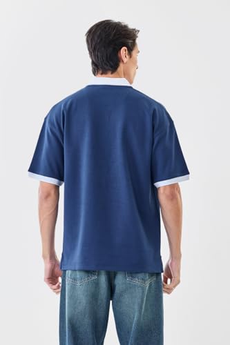 Image of SNITCH Men Polo Plus Size T-Shirt | Solid Polo with Contrast Inner Placket & Tipped Cuffs | 96% Cotton 4% Lycra Stretch Regular Fit, Casual Wear