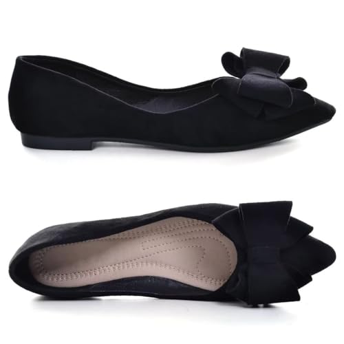 Image of TN TANGNEST Women Fashion Bowknot Flats Comfort Pointed Toe Dress Shoes