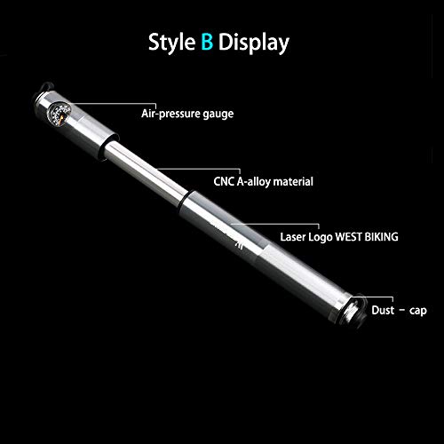 Bomba de bicicleta, Romacci Mangueira de bomba de ar manual de bomba de bicicleta 160 PSI Medidor de