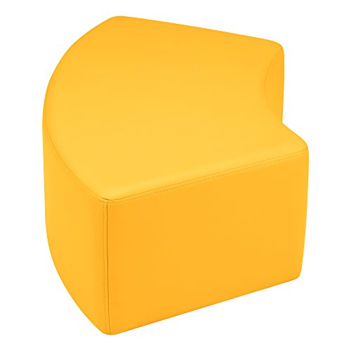 Image of Sprogs 12 inch H Structured S-Curve Stool -Flexible Modular Collaborative Soft Seating for Office, Home, Lounge and School Classrooms with Durable Frame & Set of 2 inch Casters Add-on -Yellow