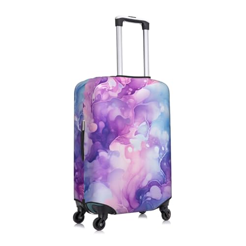 Blue Purple Watercolor Print Travel Luggage Cover for Suitcase Anti-Scratch Fashion Suitcase Protector Washable Elastic Baggage Covers Fits 22-24 Inch Luggage for Travel Beach Holiday2
