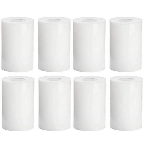 Image of 8 Pack Bright White Glass Lamp Shade Replacement - 1-5 /8 inch Fitter Opening - Light Cover for Pendant Lights, Chandeliers, Wall Sconces, Vanity & Ceiling Fixtures - Matte Finish Diffused Lighting
