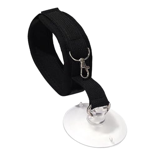Jiswhisker グルーミングとクリッピング用の吸盤ペットバスストラップ, 黒