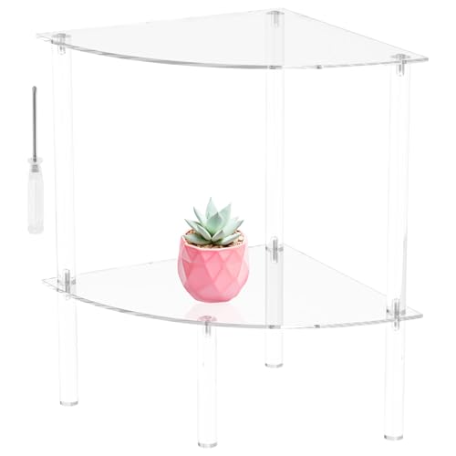 Hvxrjkn Clear Acrylic Side Table for Small Spaces, Acrylic Corner Table, Acrylic Narrow Side Table, Acrylic Clear End Table, Acrylic Bedside Table, Acrylic Nightsand Acrylic Round Table (Style 3)