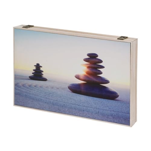 LOLAhome Tapa Contador luz Decorativa | Cubre Cuadro eléctrico | Madera MDF de 46x6x31 cm | Cubrecontador Piedras