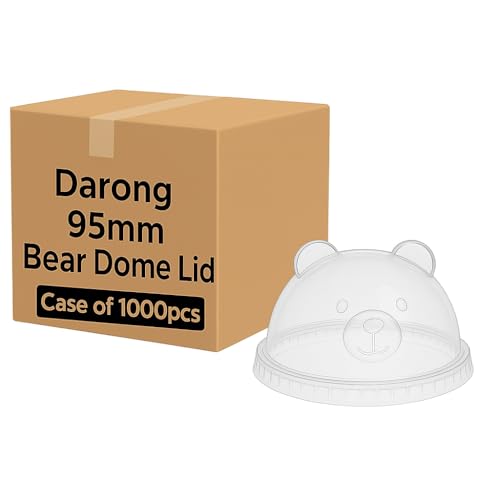 Darong 95mm Cute Bear Dome PET Plastic Lids - 1,000