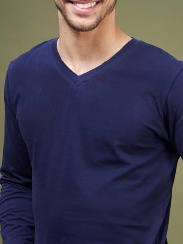 Image of INKKR Men's Solid Plain V-Neck T-Shirt