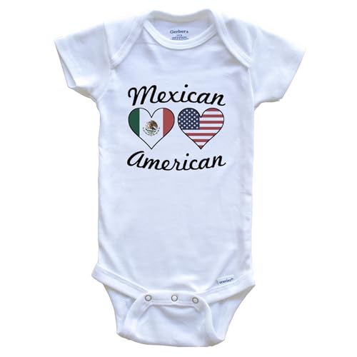 Really Awesome Shirts Mexican American Flag Hearts One Piece Baby Bodysuit