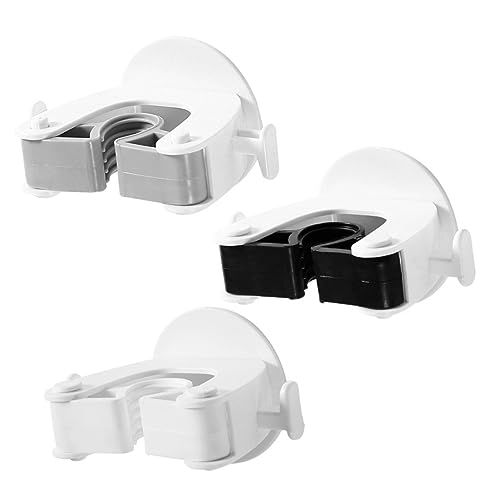 CIYODO 3Pcs Mop Holder with Heavy Duty Hooks Wall Mounted Broom Organizer for Home No Drill Installation Slip Design for Bathroom Kitchen and Garage Storage