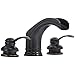 Homevacious Widespread Bathroom Sink Faucet Oil Rubbed Bronze Black Waterfall Farmhouse Vanity 3 Holes 2 Handles 8-16 Inch Curved Spout Modern Commercial Basin Mixer Tap Supply Lines Lead-Free