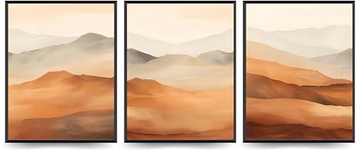 Linilioart Juego de 3 lienzos decorativos para pared, natural, moderno, minimalista, relajante, tranquilo, multicolor, formas abstractas, ilustraciones para dormitorio, oficina, sin marco (30 x 40 cm)