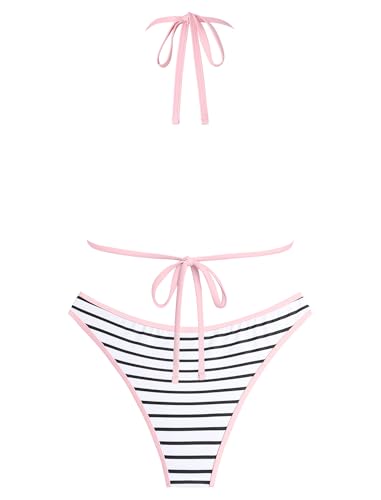 Image of ZAFUL Womens Halter Bikini Sets Triangle Bikinis High Cut Swimsuits 2 Piece Bathing Suits Sexy Swimwear
