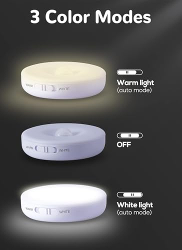 Image of Homelist 8 Pack Motion Sensor Lights Indoor, Rechargeable Wireless LED Puck Lights, Battery Operated Motion Sensor Night Light for Closet, Stairs, Kitchen, Cabinet, Toilet