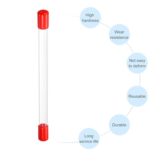 Image of PATIKIL Clear Rigid Tube Round Plastic Tubing with Red Rubber Caps Polycarbonate Water Pipe, 305mm / 12 Inch Length, 10mmx12mm /0.4 inchx0.47 inch, 1 Set