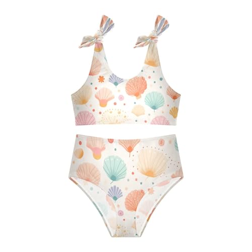 Image of Girls Swimsuits Set 2pcs Smile Dog Bathing Bikini Suits Tie Tankini
