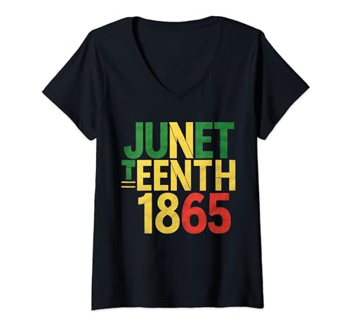 Damen 1865 Juneteenth Celebrate African American Freedom Day Women T-Shirt mit V-Ausschnitt
