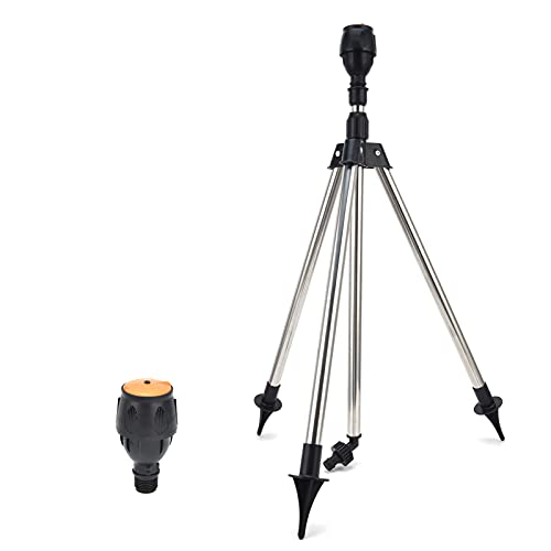 Watering Sprinkler, Rotating Sprinkler Insulating Stainless Steel Tripod for Garden
